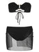 Black 1950s Solid Bikini Set With Skirt, vintage skirt, retro style - perfect for women who love vintage and retro fashion