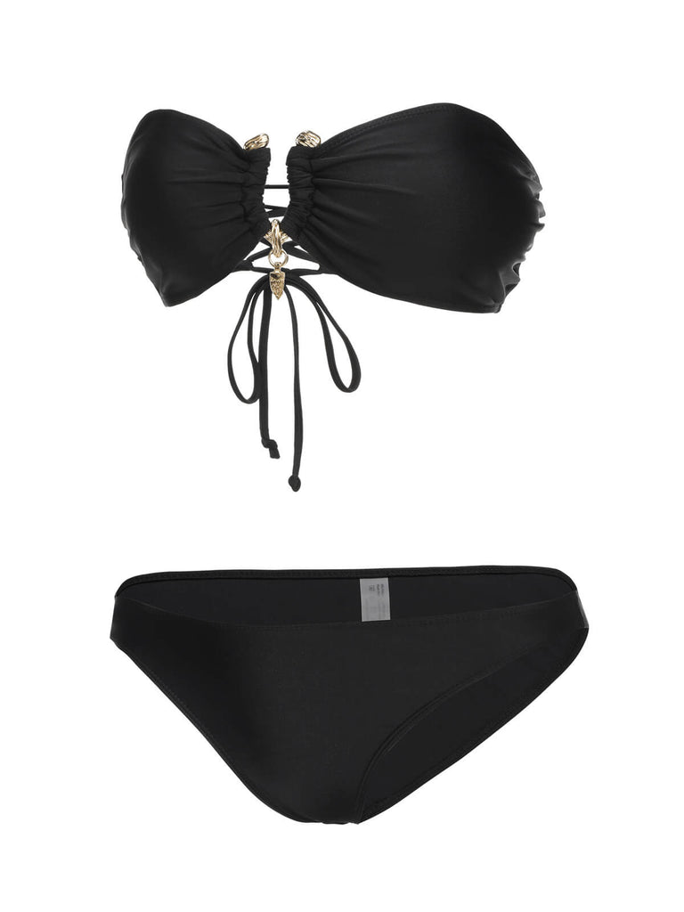 Black 1950s Solid Bikini Set With Skirt, vintage skirt, retro style - perfect for women who love vintage and retro fashion
