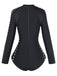 Black 1950s Solid Cutout Long Sleeves Swimsuit - vintage swimsuit, pin-up swimwear for vintage lovers