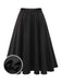 Black 1950s Solid Elastic Waist Pleated Skirt: timeless style reimagined