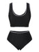 Black 1950s Solid Jagged Edge Swimsuit, vintage swimsuit, pin-up swimwear - perfect for women who love vintage and retro fashion