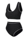 Black 1950s Solid Jagged Edge Swimsuit, vintage swimsuit, pin-up swimwear - perfect for women who love vintage and retro fashion