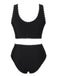 Black 1950s Solid Jagged Edge Swimsuit, vintage swimsuit, pin-up swimwear - perfect for women who love vintage and retro fashion