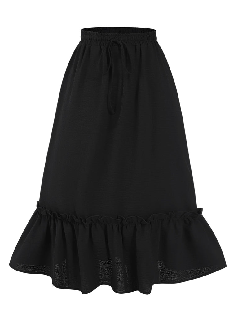 Black 1950s Solid Pleated Pockets Skirt, vintage skirt, retro style - perfect for women who love vintage and retro fashion