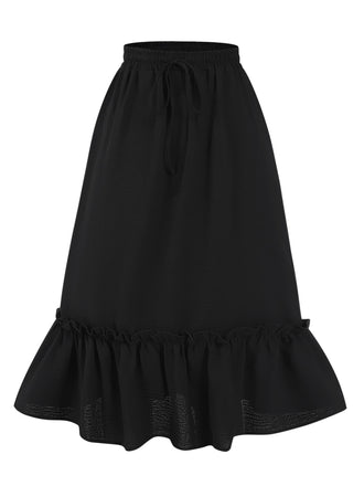 Black 1950s Solid Pleated Pockets Skirt, vintage skirt, retro style - perfect for women who love vintage and retro fashion