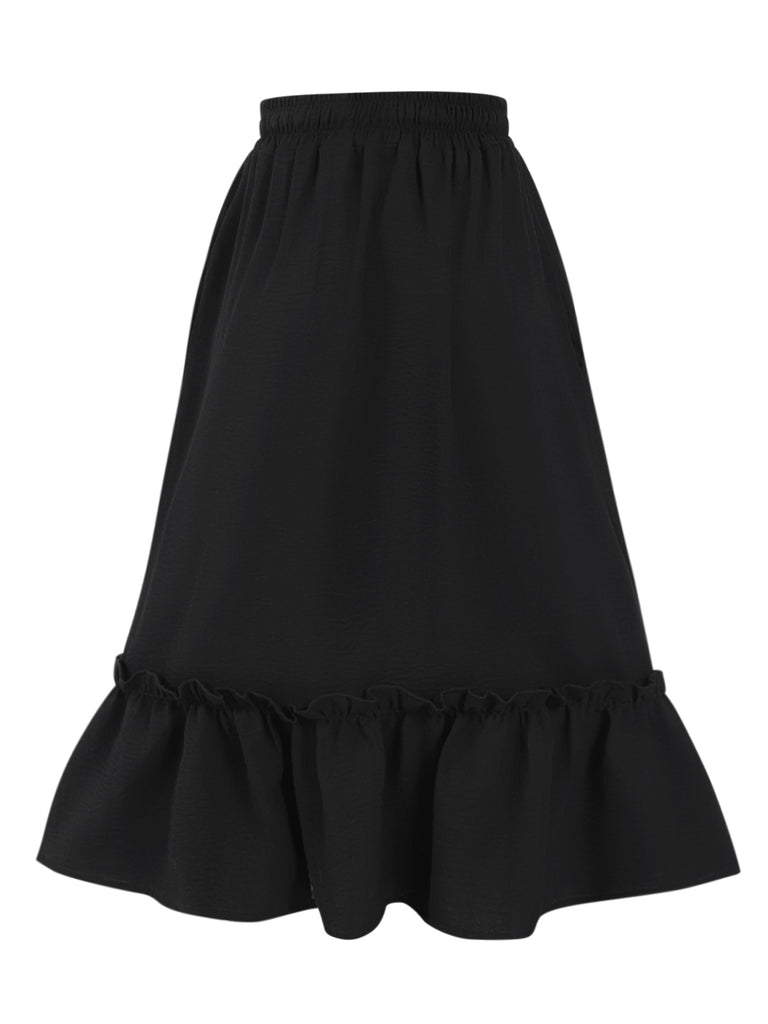 Black 1950s Solid Pleated Pockets Skirt, vintage skirt, retro style - perfect for women who love vintage and retro fashion