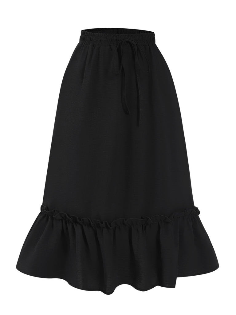 Black 1950s Solid Pleated Pockets Skirt, vintage skirt, retro style - perfect for women who love vintage and retro fashion