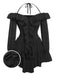 Black 1950s Solid Ruffle Off-Shoulder Romper, vintage romper, retro jumpsuit - perfect for women who love vintage and retro fashion