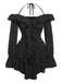 Black 1950s Solid Ruffle Off-Shoulder Romper, vintage romper, retro jumpsuit - perfect for women who love vintage and retro fashion