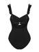 Black 1950s Solid Ruffled Strap Swimsuit, vintage swimsuit, pin-up swimwear - perfect for women who love vintage and retro fashion