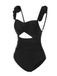 Black 1950s Solid Ruffled Strap Swimsuit, vintage swimsuit, pin-up swimwear - perfect for women who love vintage and retro fashion