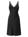 Black 1950s Solid V-Neck Lace Nightgown, vintage fashion, retro style - perfect for women who love vintage and retro fashion
