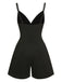 Black 1950s Solid V-Neck Spaghetti Straps Romper, vintage romper, retro jumpsuit - perfect for women who love vintage and retro fashion