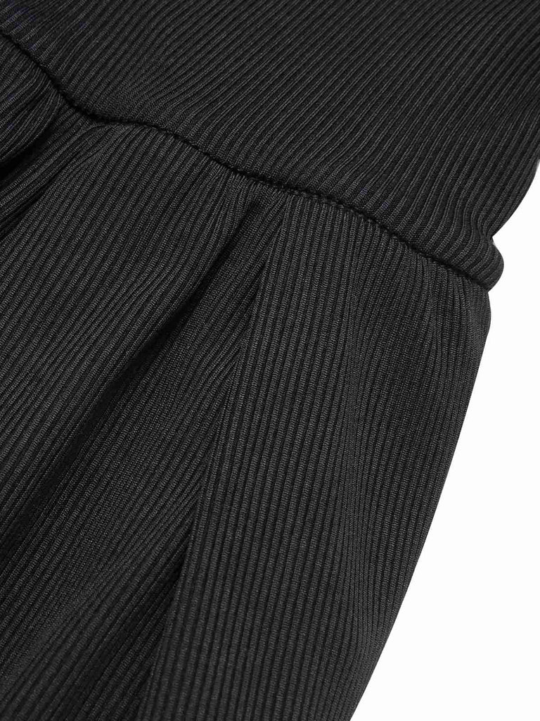 Black 1950s Solid V-Neck Spaghetti Straps Romper, vintage romper, retro jumpsuit - perfect for women who love vintage and retro fashion