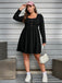 This Black 1950s Square Neck Solid Dress wraps her in 1950s elegance, one twirl at a time