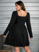 Black 1950s Square Neck Solid Dress — the kind of 1950s dress that makes strangers smile