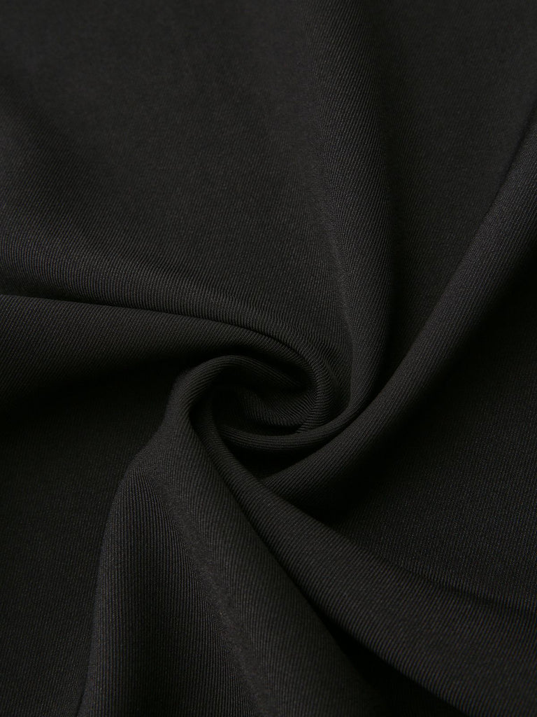 Black 1950s Striped Lapel Faux Two-Piece Blazer - vintage fashion, retro style, classic black