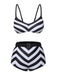 This Black 1950s Striped Spaghetti Strap Swimsuit carries 1950s vacation dreams in every stitch