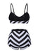 Black 1950s Striped Spaghetti Strap Swimsuit — 1950s poolside glamour meets sun-drenched confidence