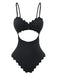 Black 1950s Vintage V Neck Swimsuit 1