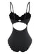 Black 1950s Vintage V Neck Swimsuit 2