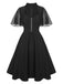 Black 1950s V-Neck Pearl Buttons Dress, vintage dress, retro fashion, rockabilly, pin-up fashion - perfect for women who love vintage and retro fashion