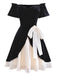 Black 1950s Velvet Satin Off-Shoulder Bow Dress - vintage dress, retro fashion, rockabilly