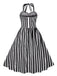 Black 1950s Vertical Stripes Halter Dress: where 1950s romance meets her modern spirit