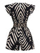 Black 1950s Zebra Striped Ruffled Waist Romper - vintage jumpsuit, retro fashion, classic black