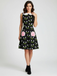 Black 1960s Cat Print Paw Pockets Dress, vintage dress, retro fashion - perfect for women who love vintage and retro fashion