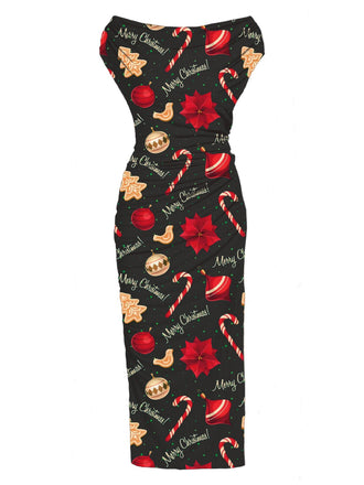 Black 1960s Christmas Cap Sleeve Slim Pleated Dress: timeless style reimagined