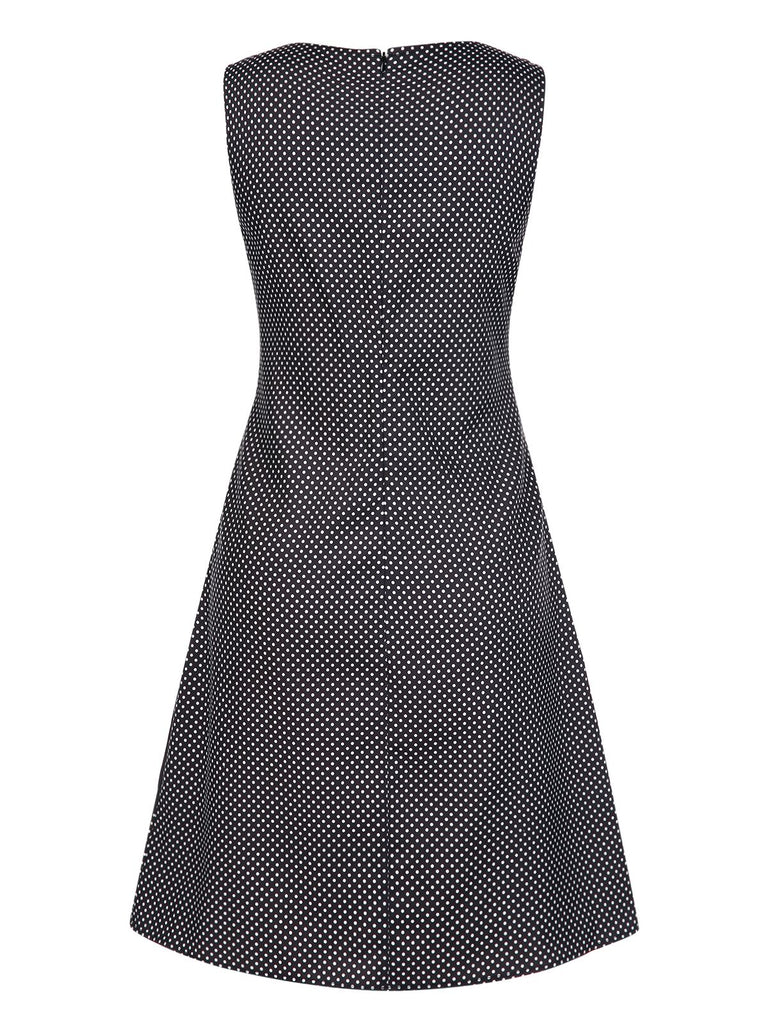 Black 1960s Face Print Polka Dot Dress, vintage dress, retro fashion - perfect for women who love vintage and retro fashion