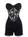 Black 1960s Floral Lace Bandeau Romper - vintage jumpsuit, retro fashion, classic black