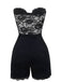 Black 1960s Floral Lace Bandeau Romper - vintage jumpsuit, retro fashion, classic black