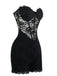 Black 1960s Floral Lace Bandeau Romper - vintage jumpsuit, retro fashion, classic black