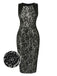 Black 1960s Floral Lace Slit Sleeveless Dress, vintage dress, retro fashion, floral print, lace detail - perfect for women who love vintage and retro fashion