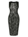 Black 1960s Floral Lace Slit Sleeveless Dress, vintage dress, retro fashion, floral print, lace detail - perfect for women who love vintage and retro fashion