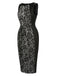 Black 1960s Floral Lace Slit Sleeveless Dress, vintage dress, retro fashion, floral print, lace detail - perfect for women who love vintage and retro fashion