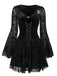 Black 1960s Gothic Flocked Dress - vintage dress, retro fashion, classic black
