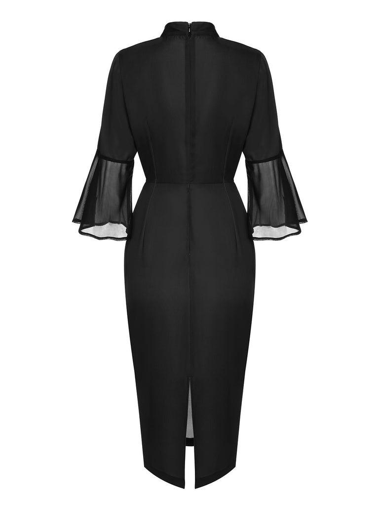 Black 1960s Halloween Spider Net Bell Pencil Dress, vintage dress, retro fashion - perfect for women who love vintage and retro fashion