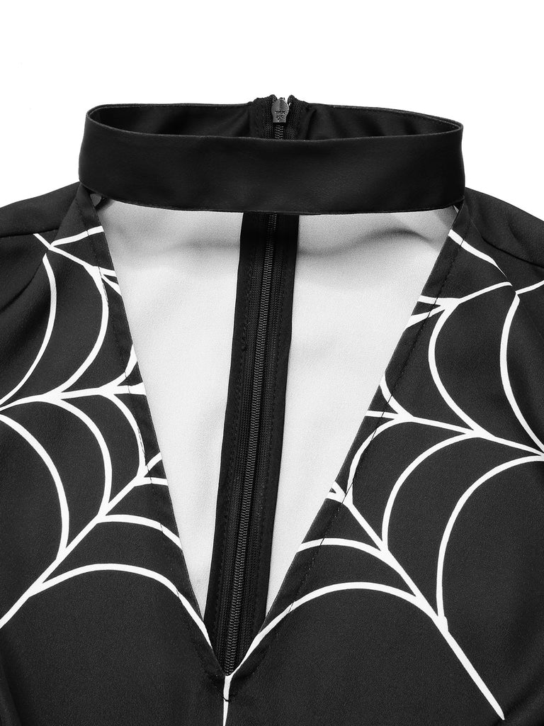 Black 1960s Halloween Spider Net Bell Pencil Dress, vintage dress, retro fashion - perfect for women who love vintage and retro fashion