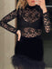 Black 1960s Lace Feather Hem Velvet Bodycon Dress - vintage dress, retro fashion, classic black