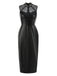 Black 1960s Lace PU Leather Dress, vintage dress, retro fashion, lace detail - perfect for women who love vintage and retro fashion