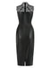 Black 1960s Lace PU Leather Dress, vintage dress, retro fashion, lace detail - perfect for women who love vintage and retro fashion