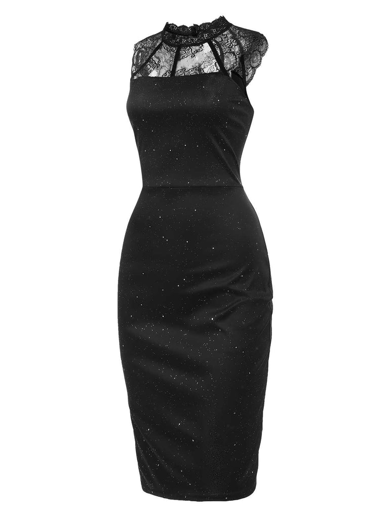 Black 1960s Lace Sleeveless Bodycon Dress: where 1960s romance meets her modern spirit