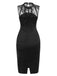 This Black 1960s Lace Sleeveless Bodycon Dress wraps her in 1960s elegance, one twirl at a time