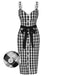 Black 1960s Lace Trim Gingham Bow Dress, vintage dress, retro fashion, lace detail - perfect for women who love vintage and retro fashion