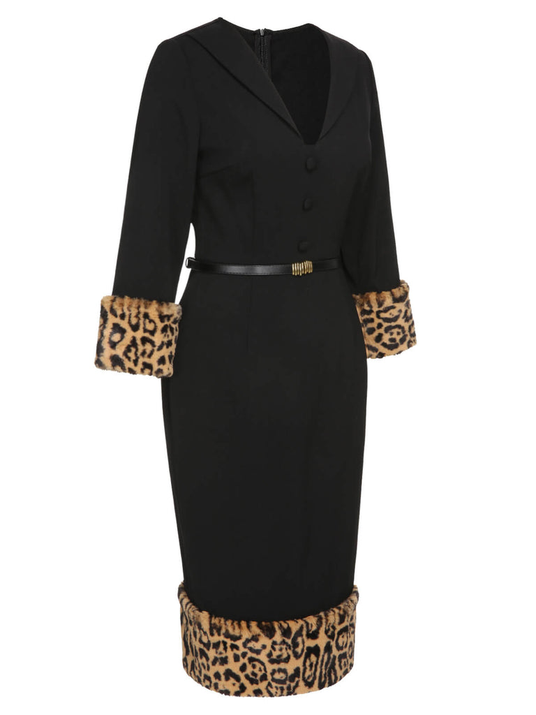 1960s Leopard Plush VNeck Pencil | 1960s | vintage dress, retro fashion