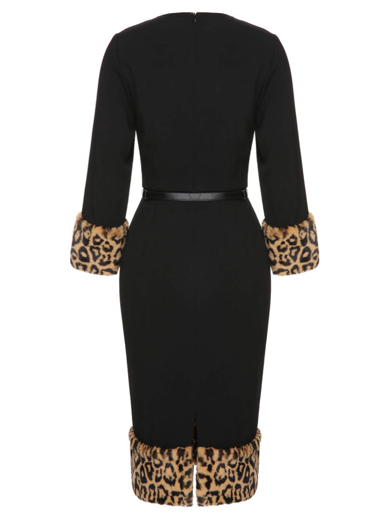 1960s Leopard Plush VNeck Pencil | 1960s | vintage dress, retro fashion