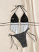 Black 1960s Print Polka Dot Backless Swimsuit